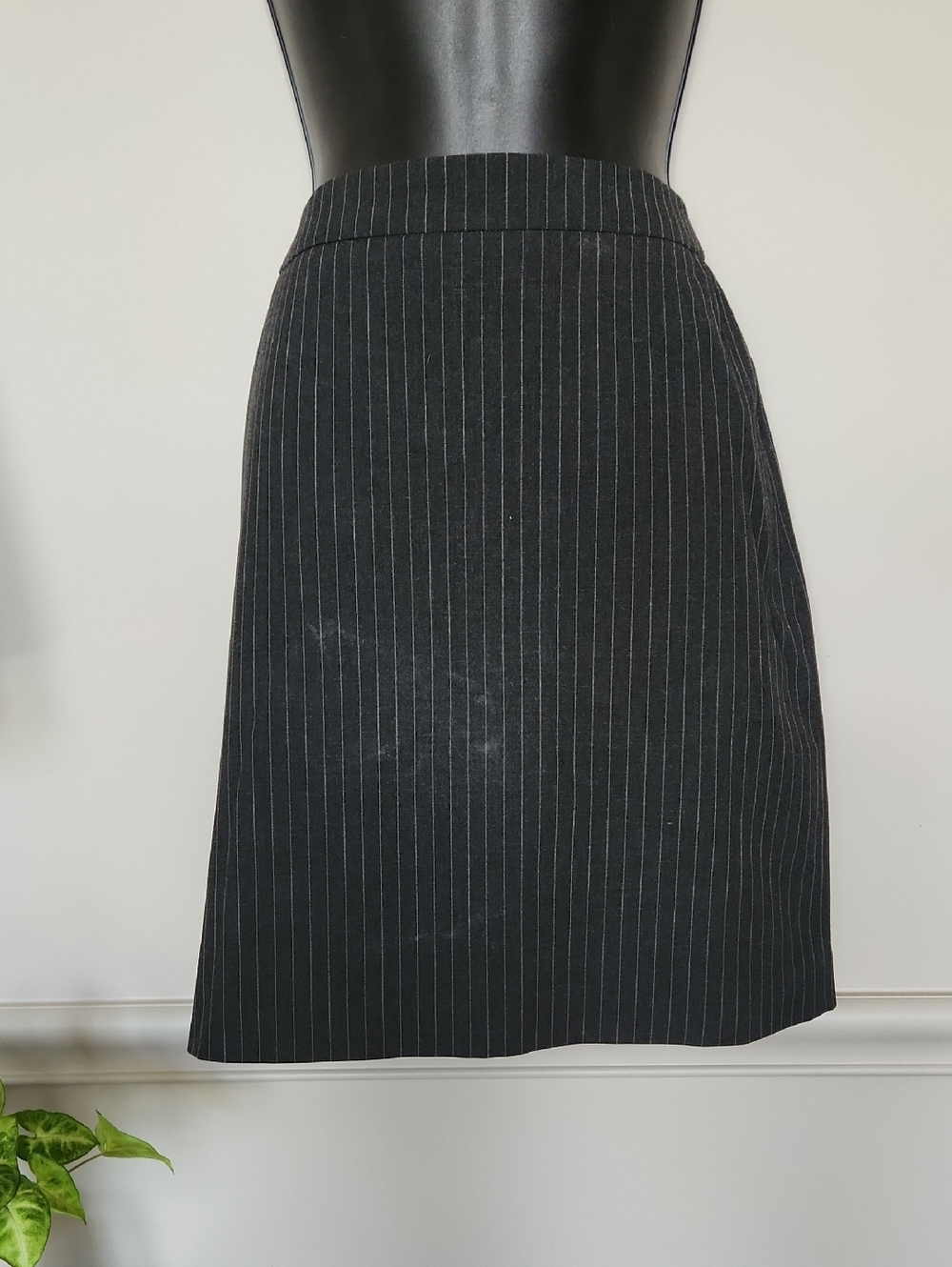 Classic Black Pinstripe A-Line Skirt